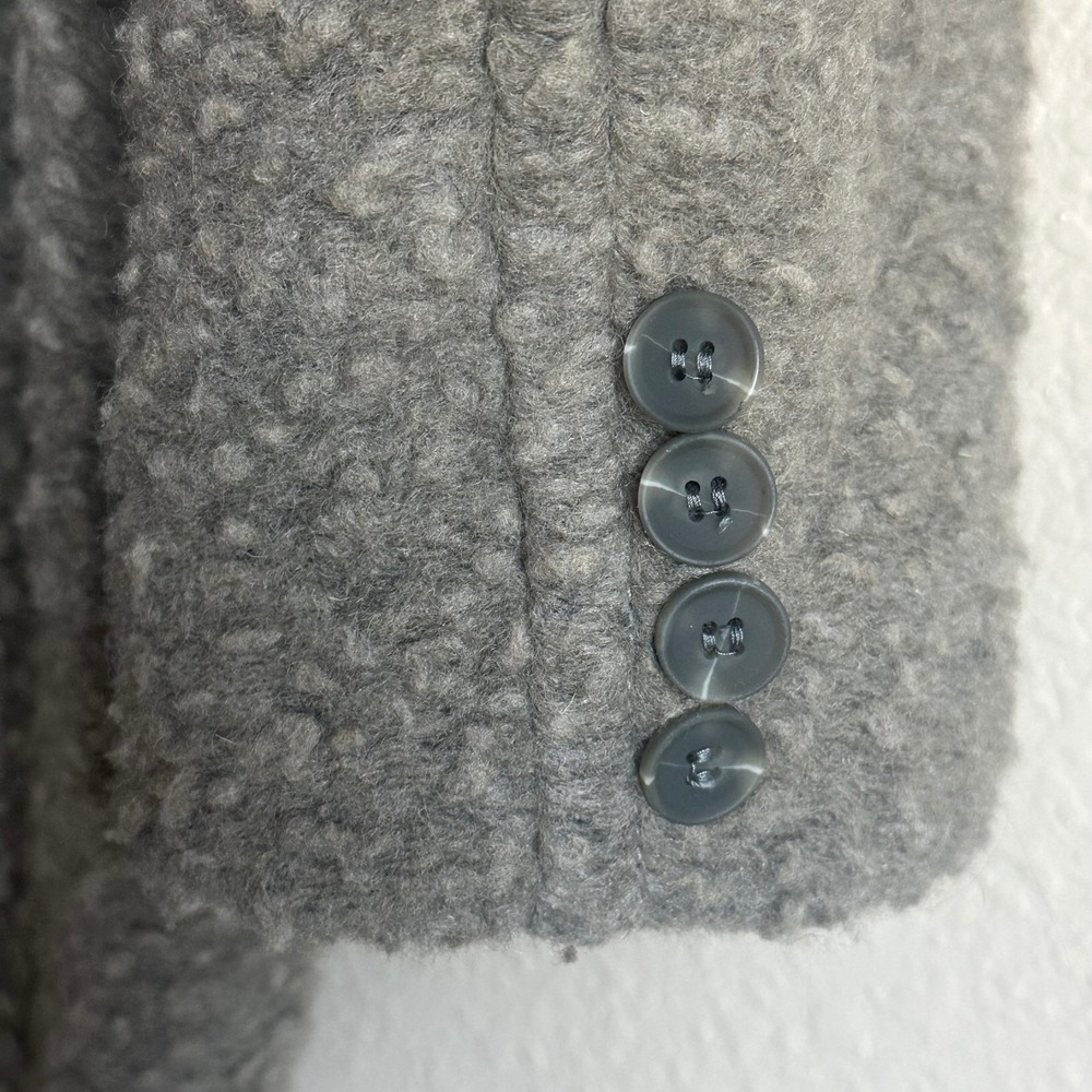 Eckhaus Latta Cocoon Coat Grey Boucle Wool Blend Notched Lapel Mid‎ Length - Picture 3 of 12